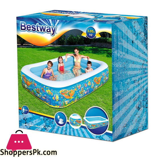 Bestway Multicolor Vinyl Kids Play Pool-size-10 x 6 x 1.8 Feet - Age 3+ -- 54121