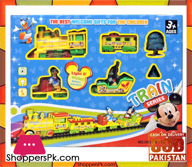 Mickey Mouse Battery Operated Toy Train Track Set with Light Music