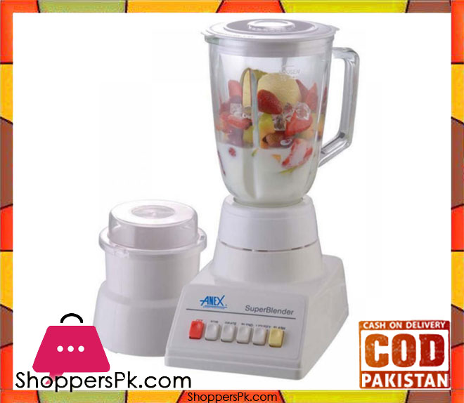 Anex AG-808 - Glass Blender & Grinder - 350 W - White (Brand Warranty)