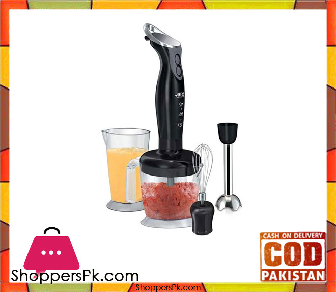 Anex Dual Speed D/C Motor Hand Blender Set - AG-116 - Black