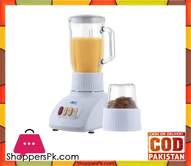 Anex AG-6039GL - 2 in 1 Blender Grinder with Glass Jug - White (Brand Warranty)