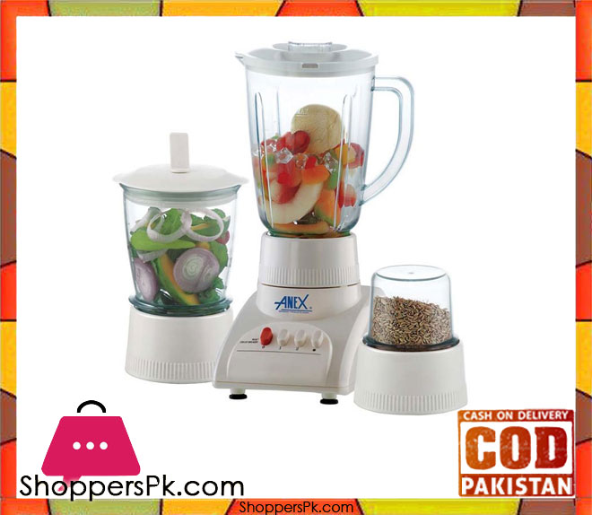 Anex Pack of 3 - Blender With 2 Grinders - AG-6023 - White