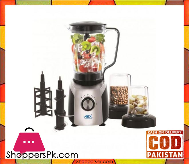 Anex AG-6030 - 4 in 1 Blender Grinder w/ Ice Crusher - Silver & Black - 800 Watts