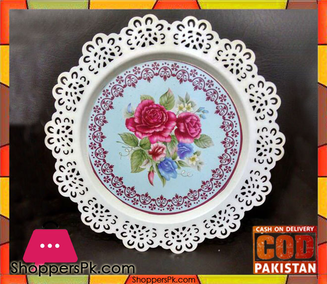 Vintage Metal Cake Serving Plate Large for 10 Inch Cake
