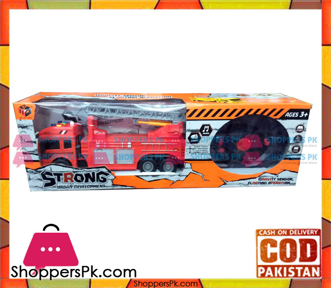 B/O Plastic Fire Engine Retracting Ladder Toy Music Light RC Truck