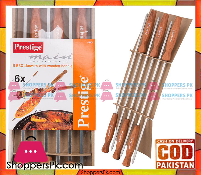 Prestige 6 BBQ Skewers with Wooden Handle 42101