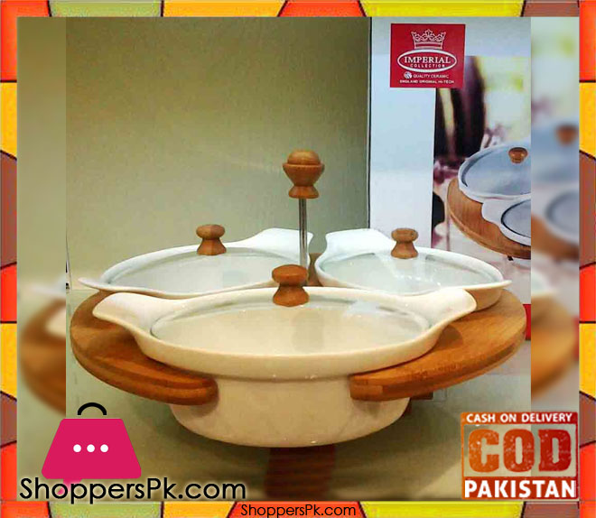 3 Pcs Sauce Pots with Revolving Wooden Stand