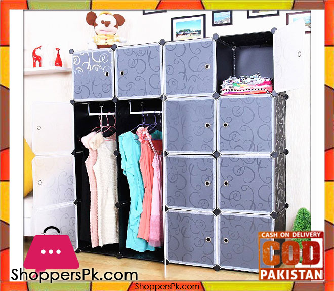 Intelligent Plastic Portable Cube Cabinet - 10 Cubes with 2 Cloth Hanging