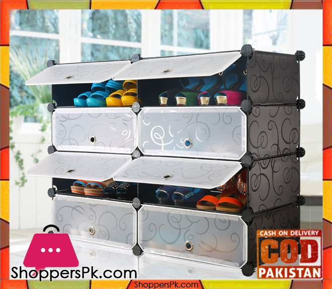 Intelligent Plastic Portable Cube Cabinet – Shoe Rack 8 Cube