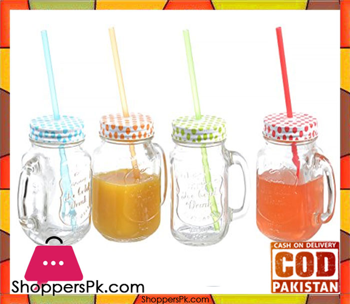 Mason Jar Check Led & Colour Straw