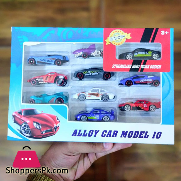Pack of 10 - Metallic Dinky Sports Cars - Multicolor