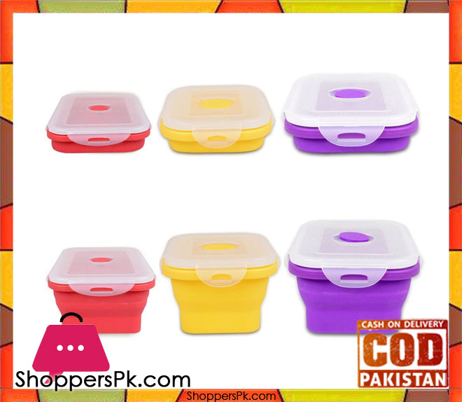 3 Foldable Silicone Folding Food Boxes Storage Containers