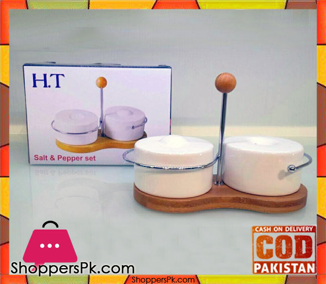 H.T Salt And Peppper Set With Wooden Stand