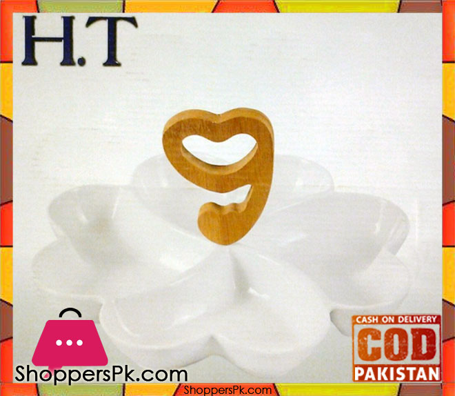 H.T Flower Dish With Wooden Handle