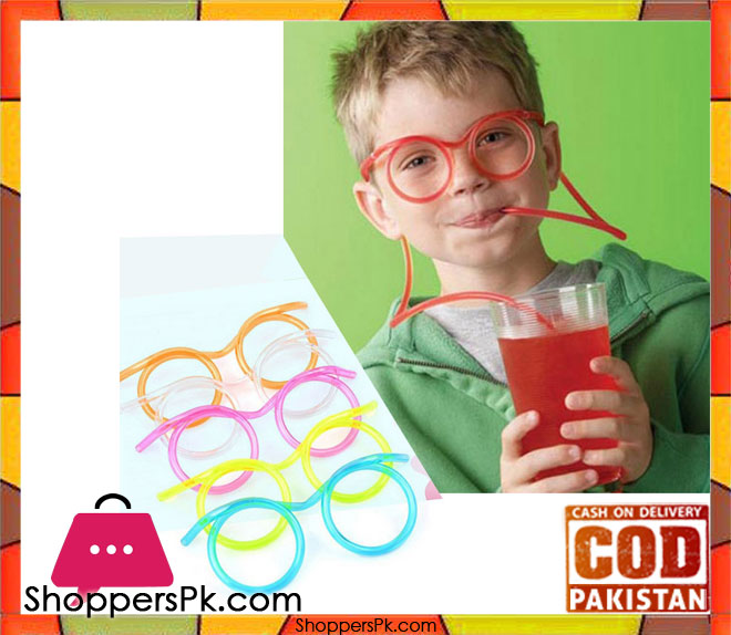 Hot! Funny Soft Plastic Straw Glasses Unique Flexible Drinking Tube Kids