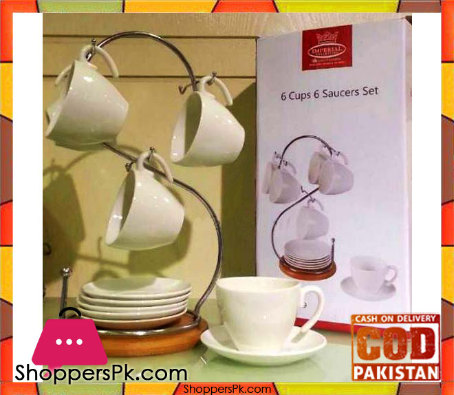 6 Pcs Mug and Saucer Set with Stand