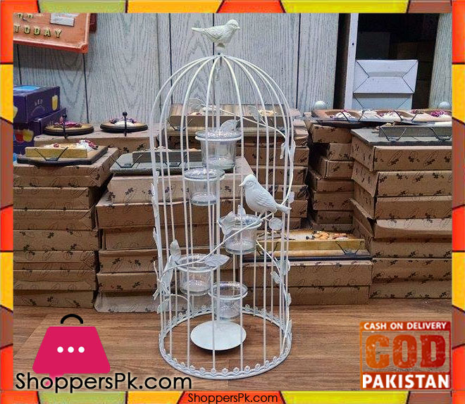 Iron Bird Cage Candle Stand (Large)