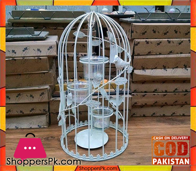 Iron Bird Cage Candle Stand (Small)
