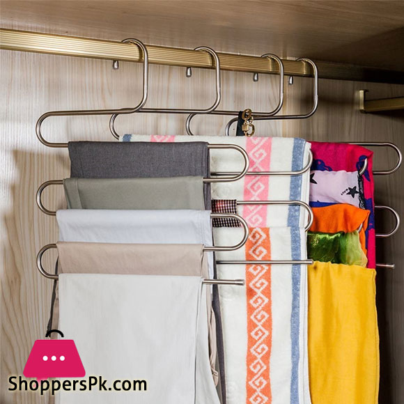 S-Type Stainless Steel Clothes Pants Hangers Closet Storage Organizer for Pants Jeans Scarf Hanging