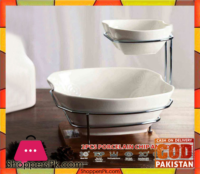 SOLECASA 2 Pcs Porcelain Chip and Dip Set