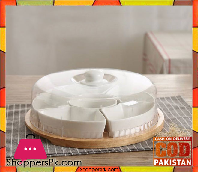 SOLECASA 6 Pcs Porcelain Serving Dish with Glassware Cover