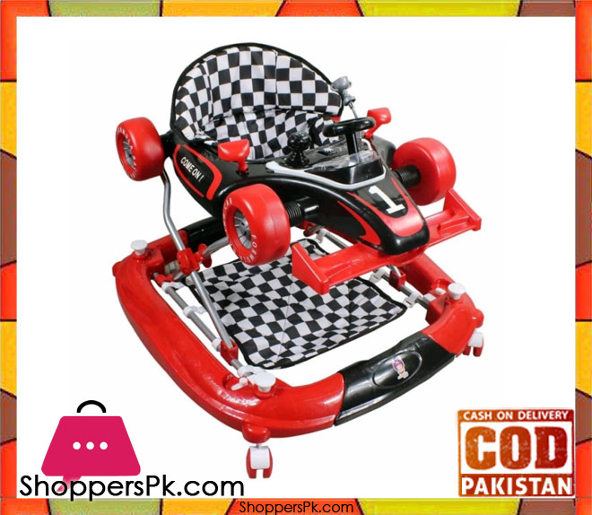 4 in1 Baby Walker Rocker Formula Racing Car And Push Handle-Red