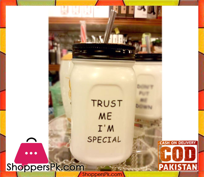 Ceramic Mason Jar with Straw