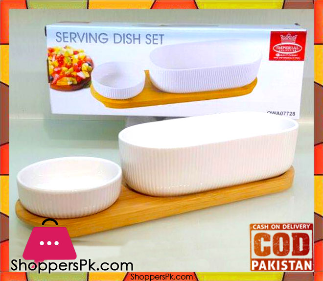 Imperial Serving Dish 2 Pieces With Bamboo Wooden Stand
