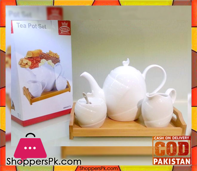 Imperial Tea Pot Set With Wooden Tray