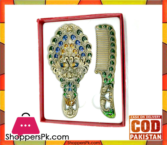 Fancy Peacock Mirror Comb Set BN3