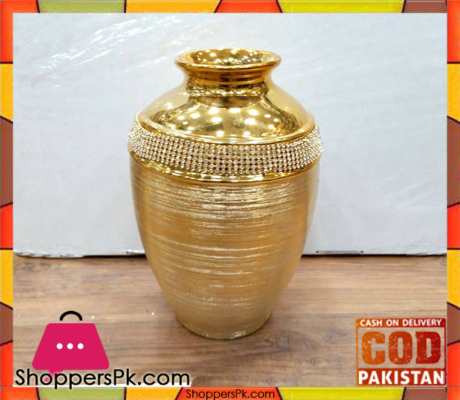 Fancy Golden Ceramic Flower Vase BQ7
