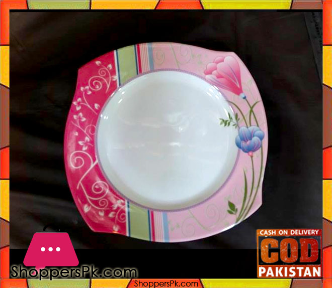 High Quality Melamine Square Rice Plate 12 Pieces Pink
