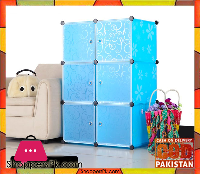 6 cube DIY PP Plastic Shelf Clothes Cabinet