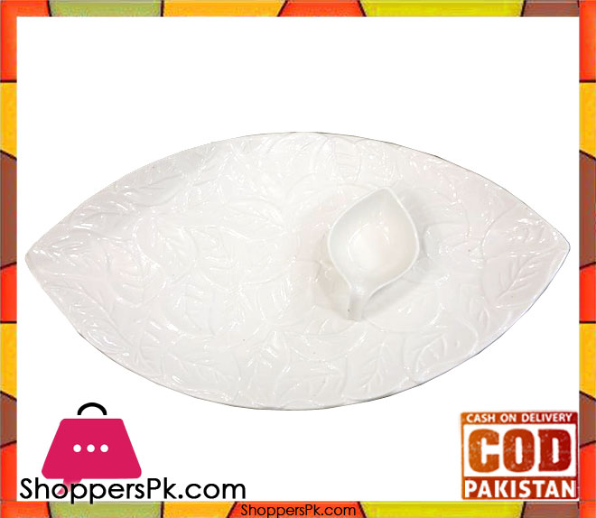 Leaf Serving Dish With Sauce Holder