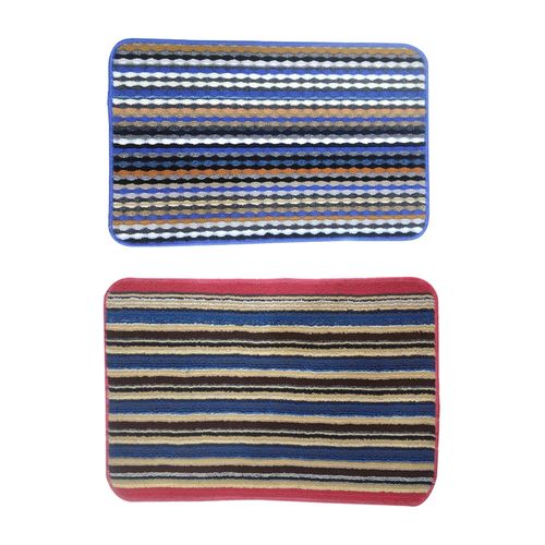 Pack of 2 Rubber & Polyester Foot Mat – Multicolor