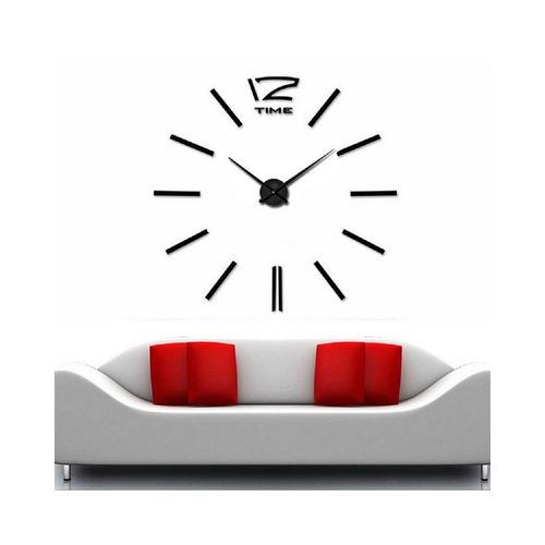 Modern 3D Mirror Acrylic Wall Clock - Black