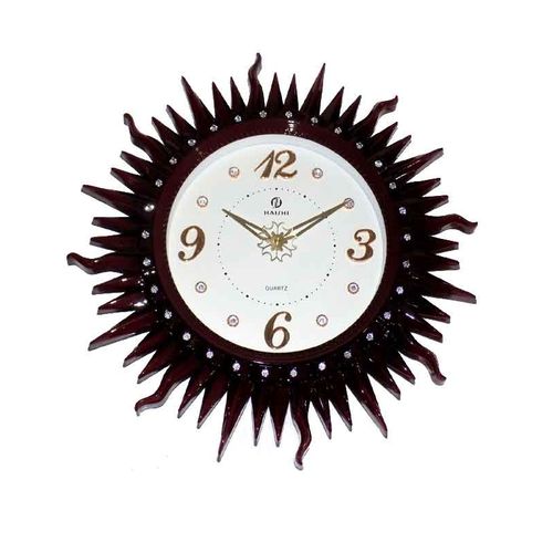 Wall Clock Sun Design Brown