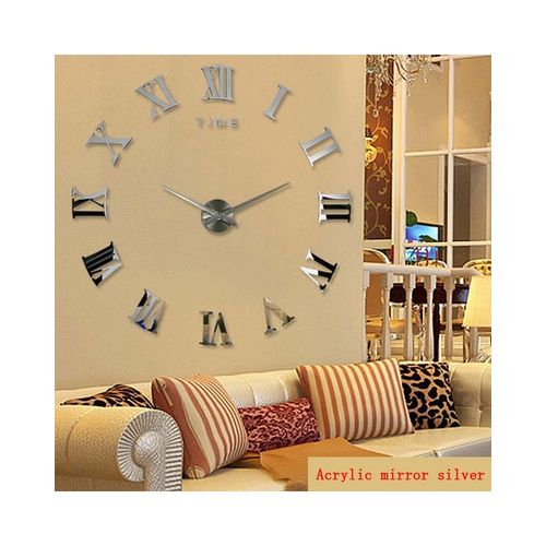 3D Wall Clock-Silver - SA
