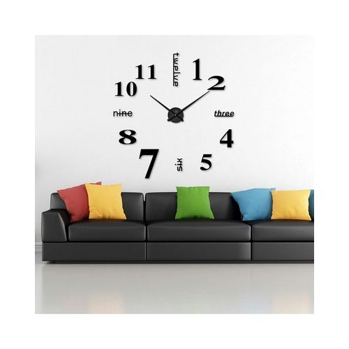 Numbers And Words Acrylic Wall Clock - Black