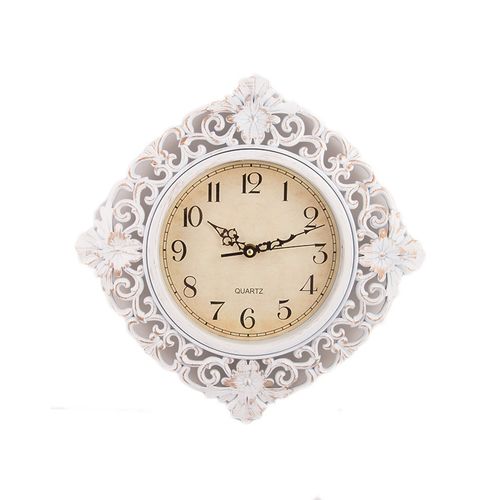 Flower Pattern Wall Clock - White - 12x12 inch