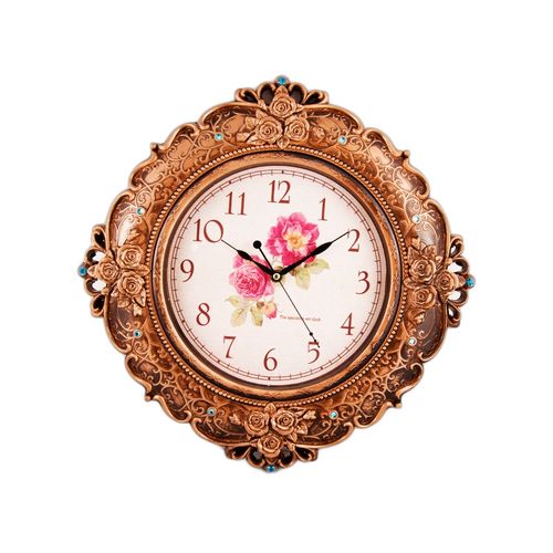 Bronze Wall Clock With Blue Pearls - 15x15 inch