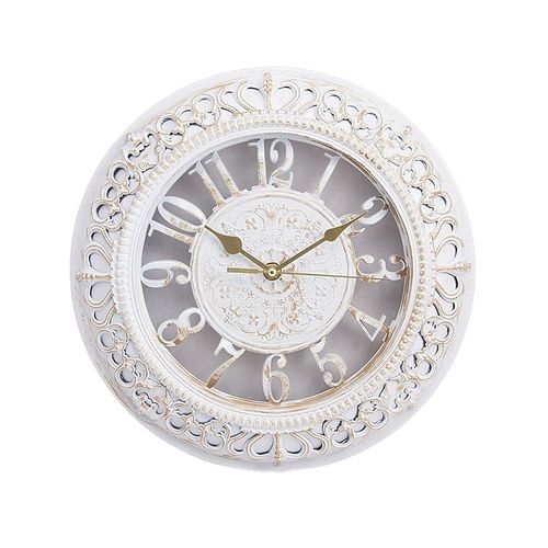 Gold Shaded Antique Wall Clock - 12x12 inch - White