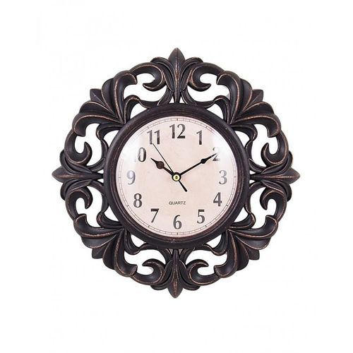 Flower Pattern Wall Clock 15x15 inch - Black
