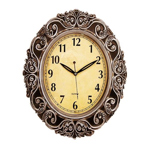 Antique Wall Clock With Silver Finishing - 15x19 inch