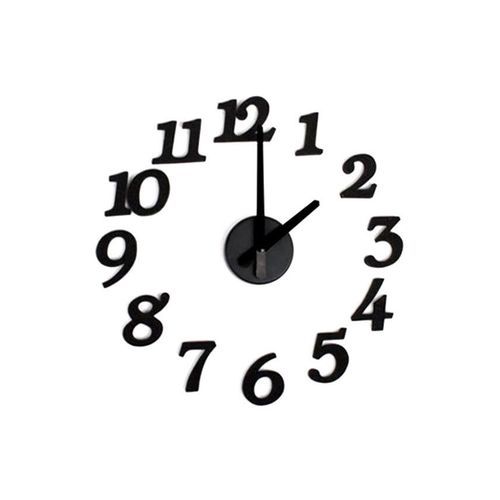 3D Frame-less Wall Clock - Black