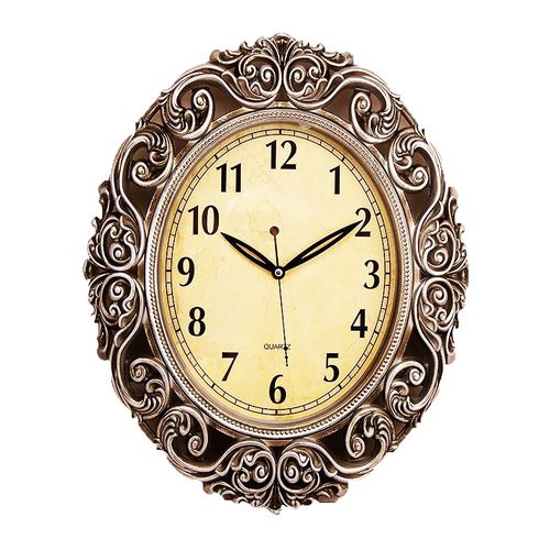 Antique Wall Clock With Silver Finishing - 15x19 inch