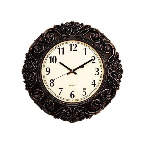 Gold Shaded Antique Wall Clock - 17x17 inch - Black