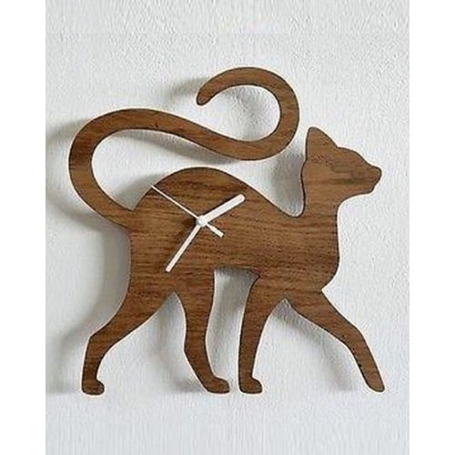 Wooden Cat Shaped Clock for Kids Room