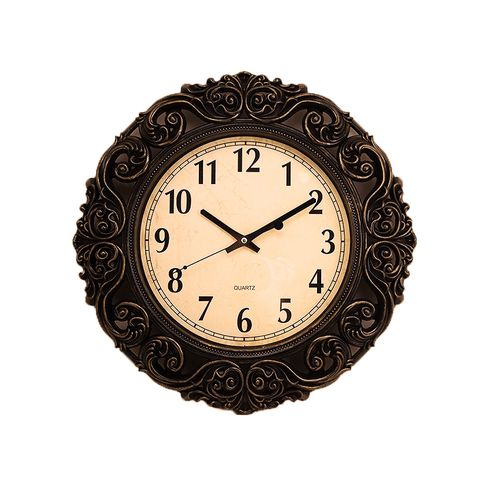 Antique Gold Shaded Black Wall Clock - 17x17 inch