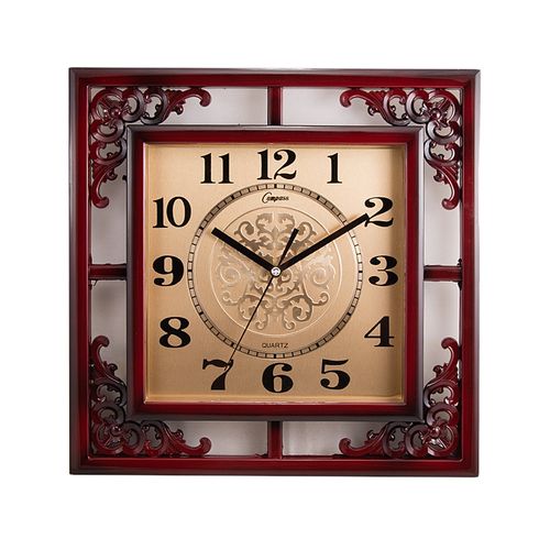 Stylish Golden Center Dial Wall Clock 15x15 inch - Maroon